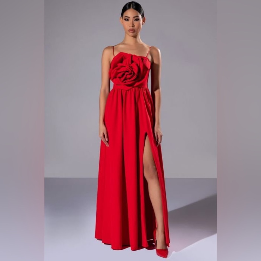 New w/ Tags -  3D Rose Maxi Dress w/ Slit